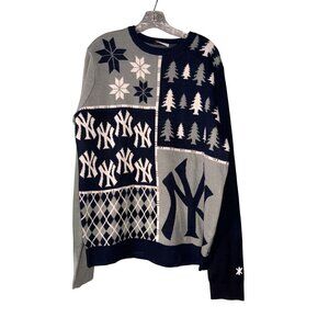 New York Yankees Ugly Christmas Sweater Genuine MLB Merchandise Navy/Gray XL Kni